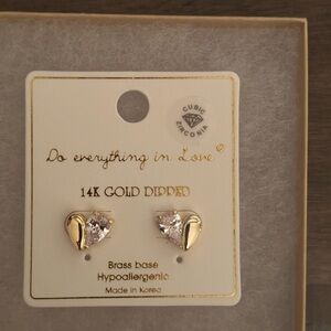Heart Shaped Earrings - 14K Gold Dipped Heart Stud Earrings